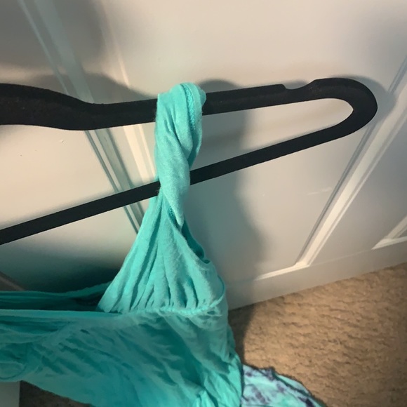 Gorgeous gypsy 05 turquoise maxi dress with purple tie dye at the hem - Picture 4 of 7